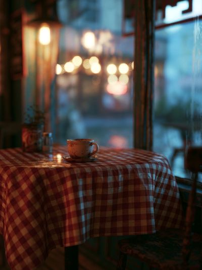 Cozy Café Table Photography Poster. poster
