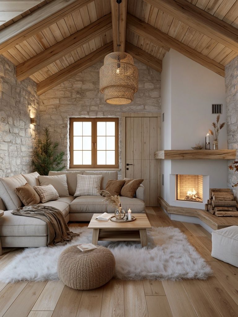 Cozy Rustic Living Room Photography Poster. poster detail