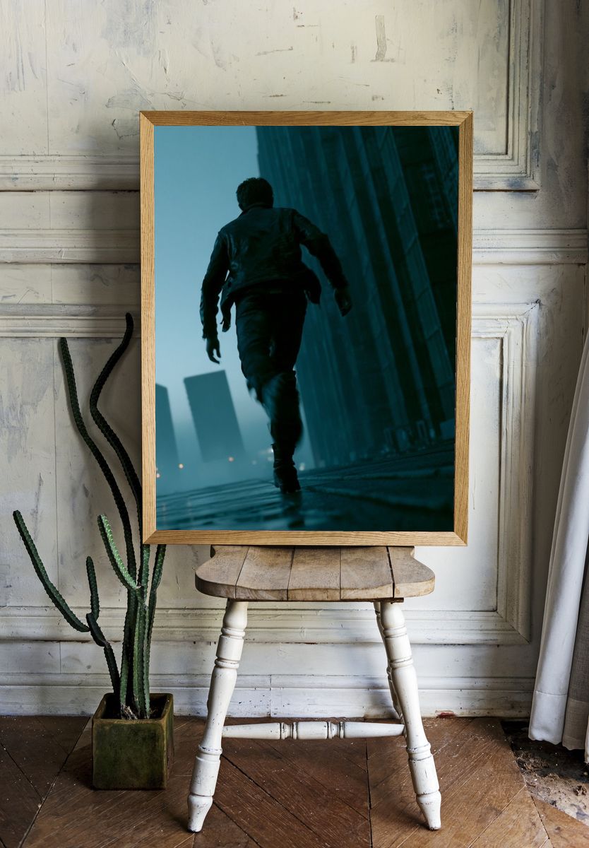 Rainy City Runner Photography Poster. room preview