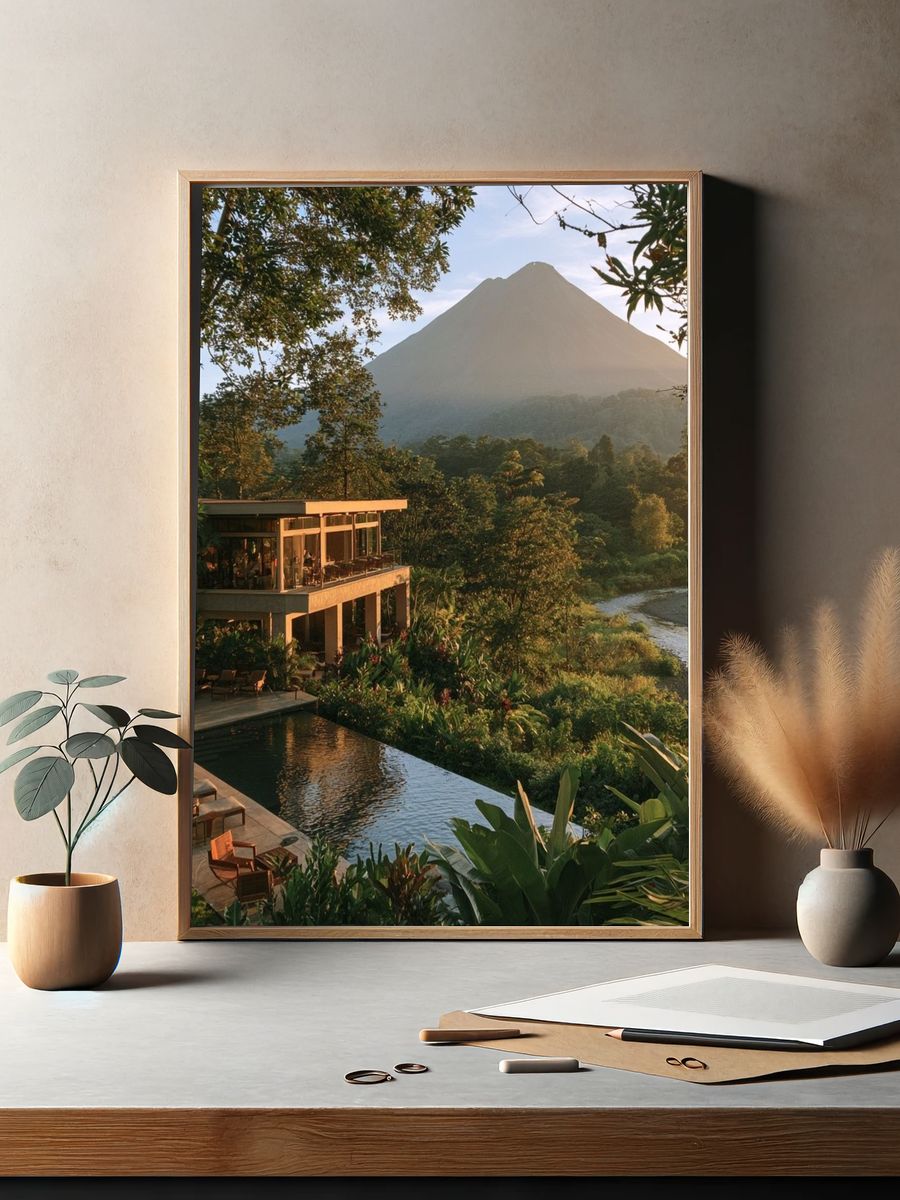 Tropical Mountain Resort Landscape Print. — room view 2