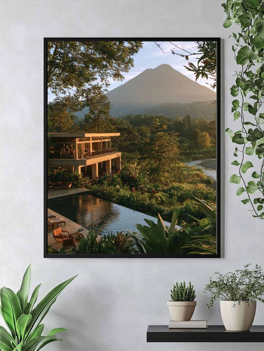 Tropical Mountain Resort Landscape Print. — room view 4