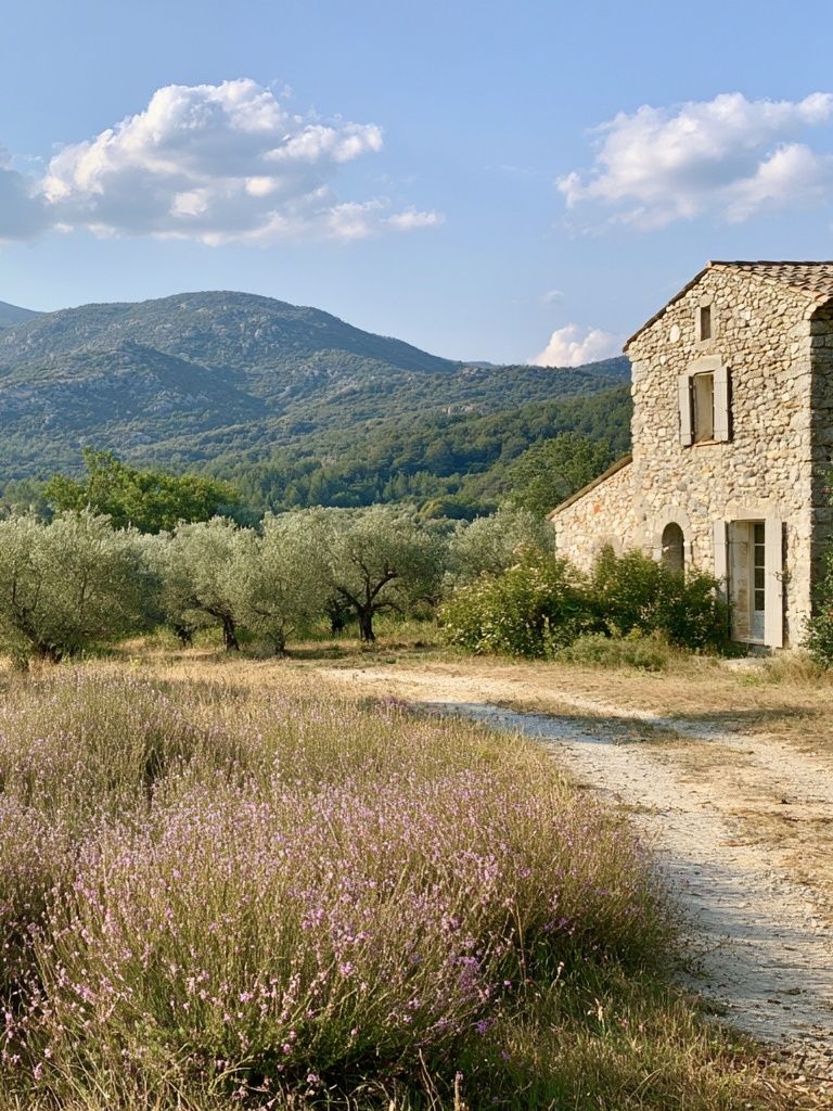 Tuscan Stone House Landscape Poster. poster detail
