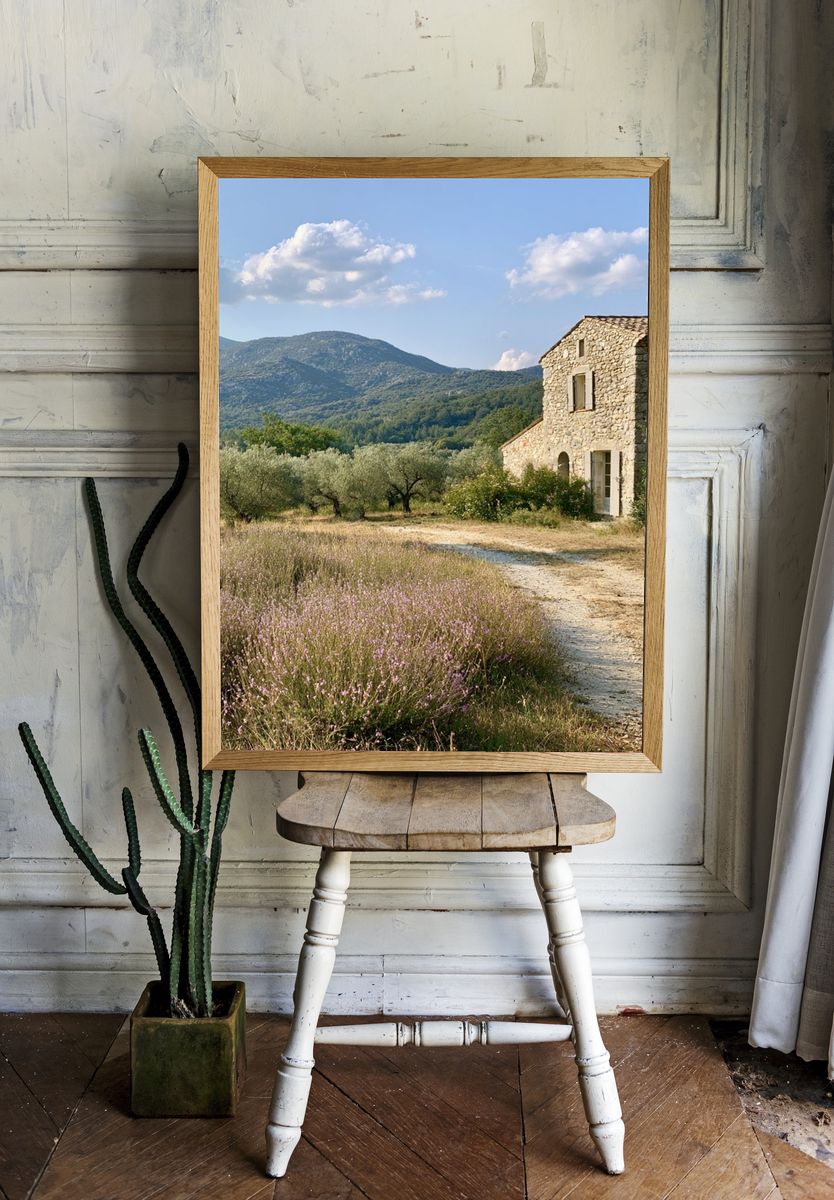 Tuscan Stone House Landscape Poster. — room view 1