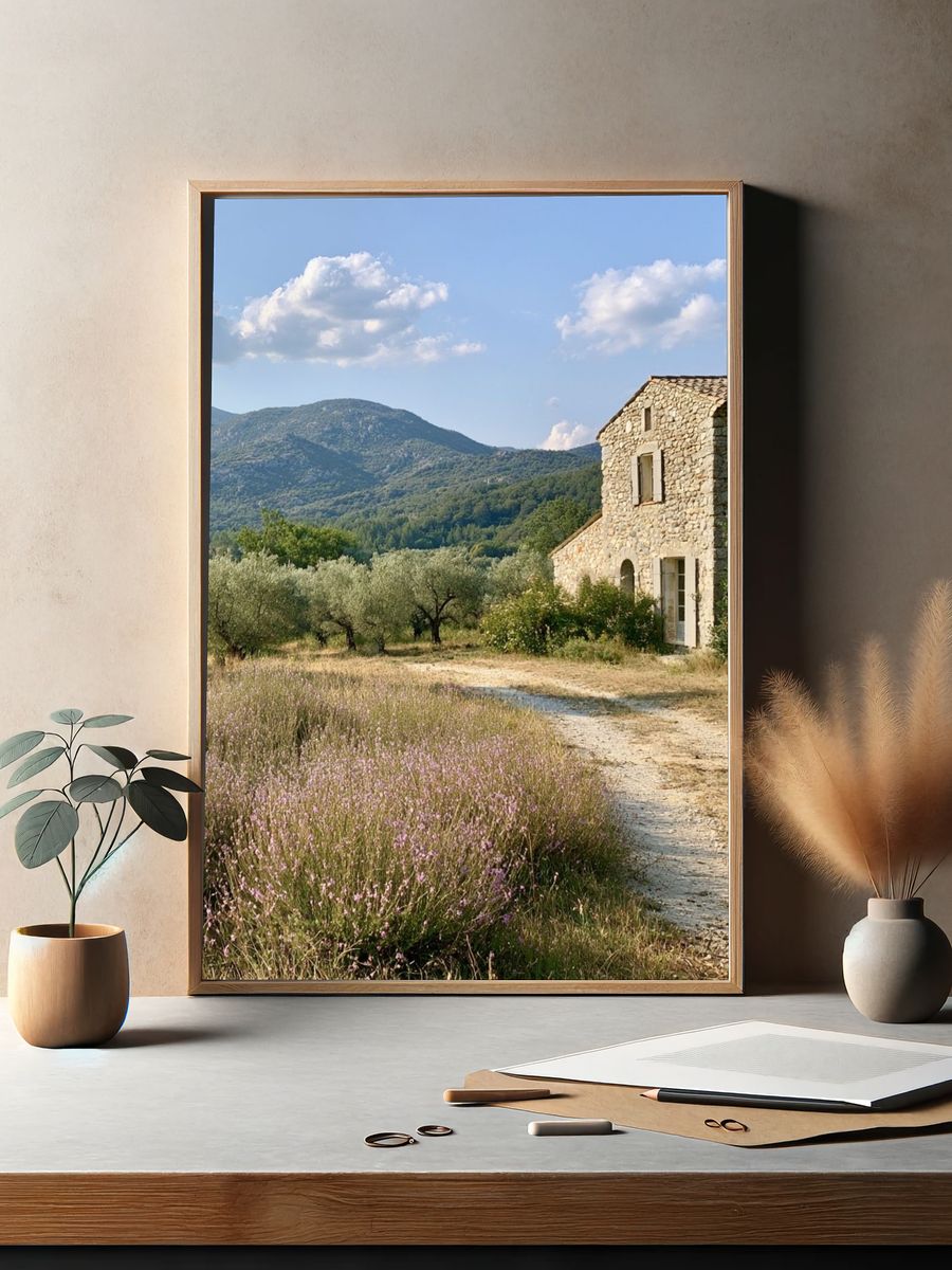Tuscan Stone House Landscape Poster. — room view 2