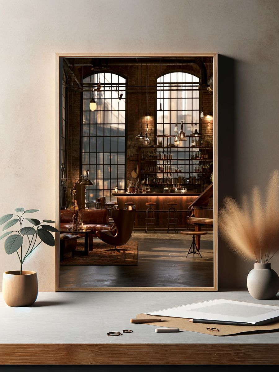 Industrial Loft Lounge Photography Poster. — room view 2