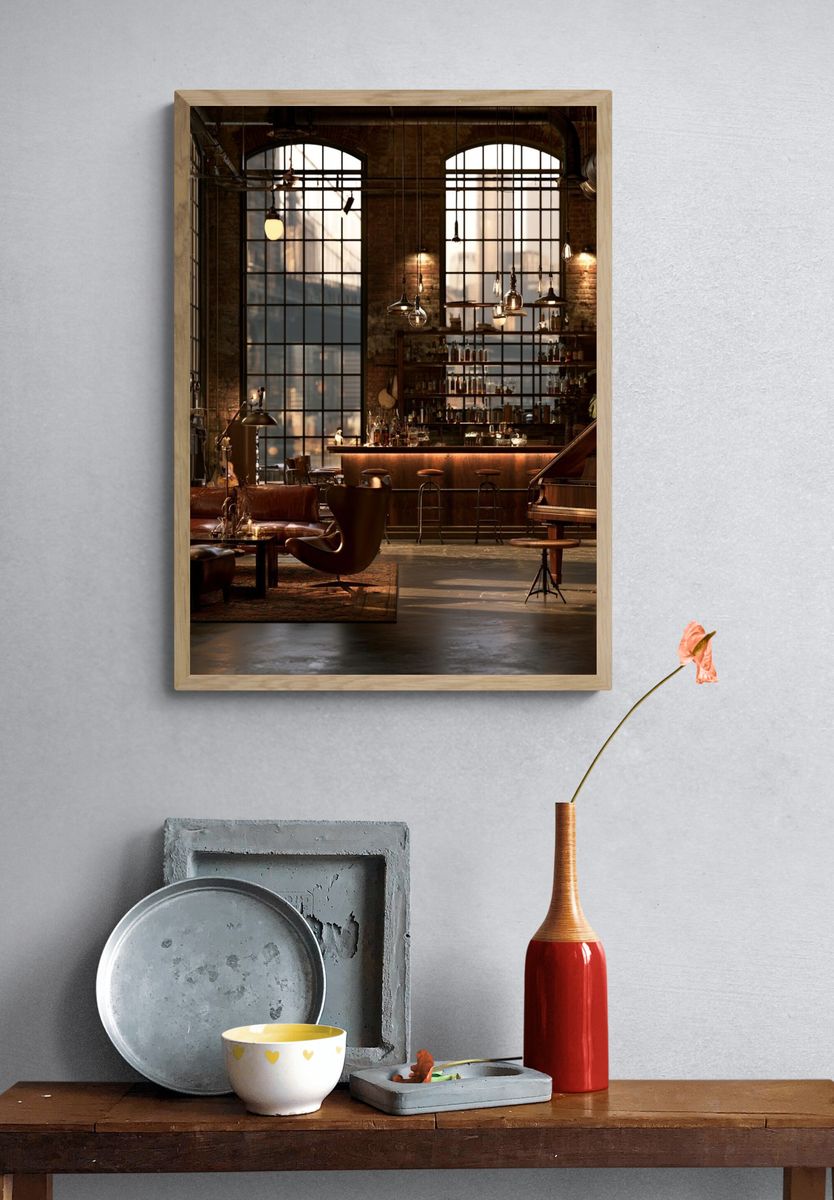 Industrial Loft Lounge Photography Poster. — room view 3