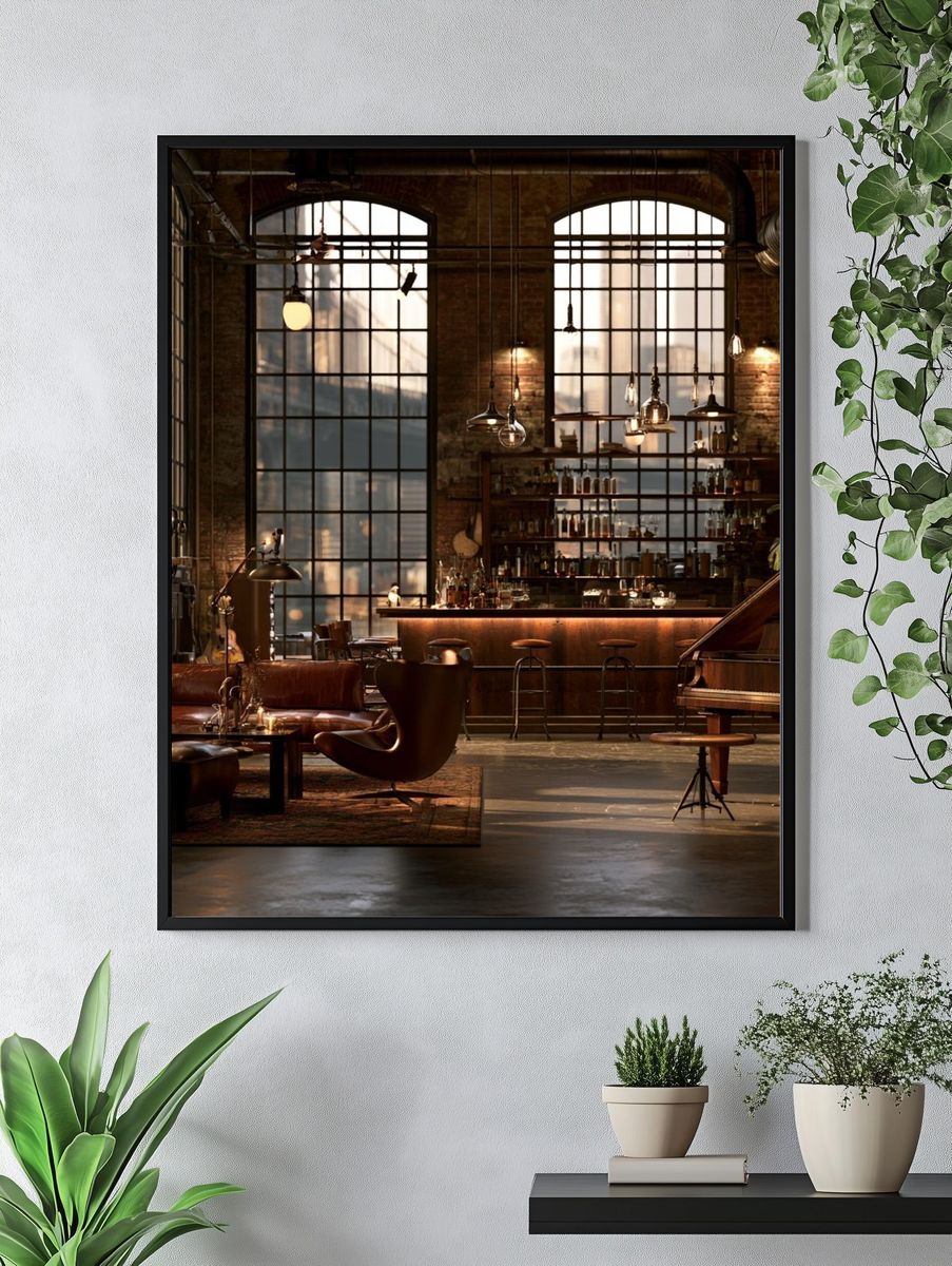 Industrial Loft Lounge Photography Poster. — room view 4