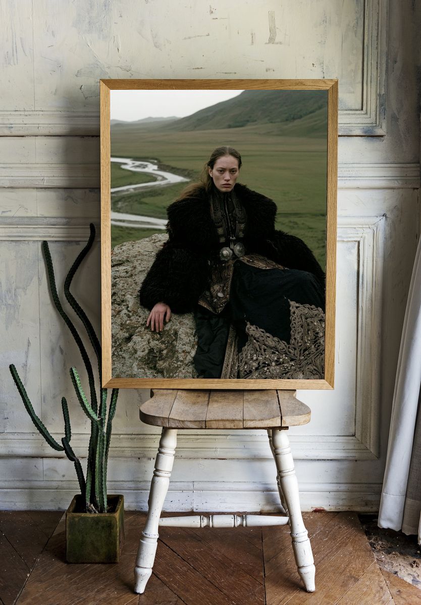 Misty Highland Portrait Print. room preview