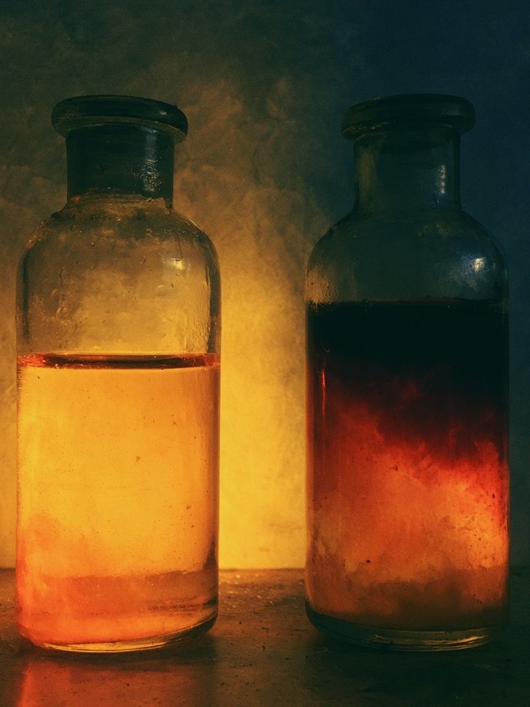 Glowing Glass Bottles Photography Poster. poster — photography art