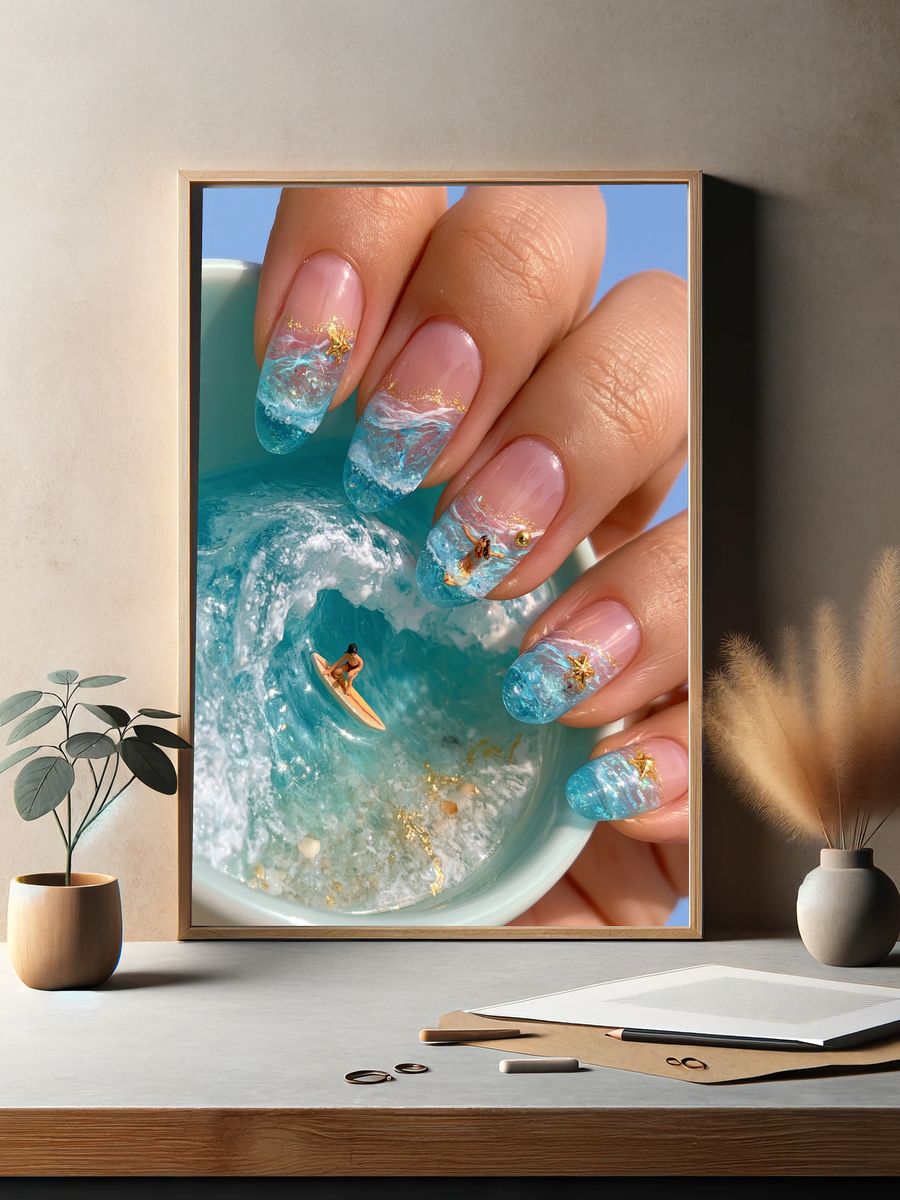 Ocean Nail Art Photography Poster. — room view 2