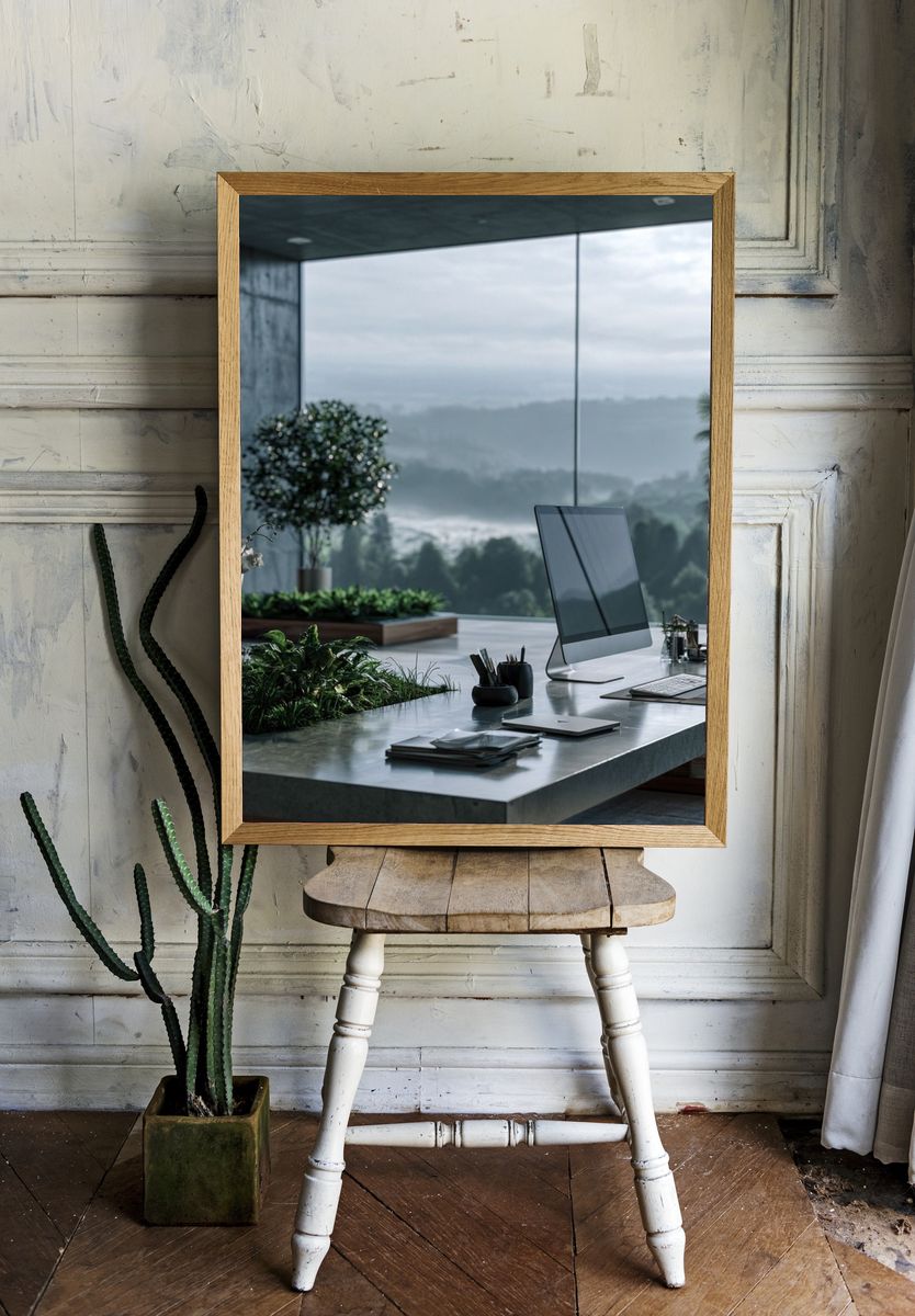 Modern Office with Mountain View Print. — room view 1
