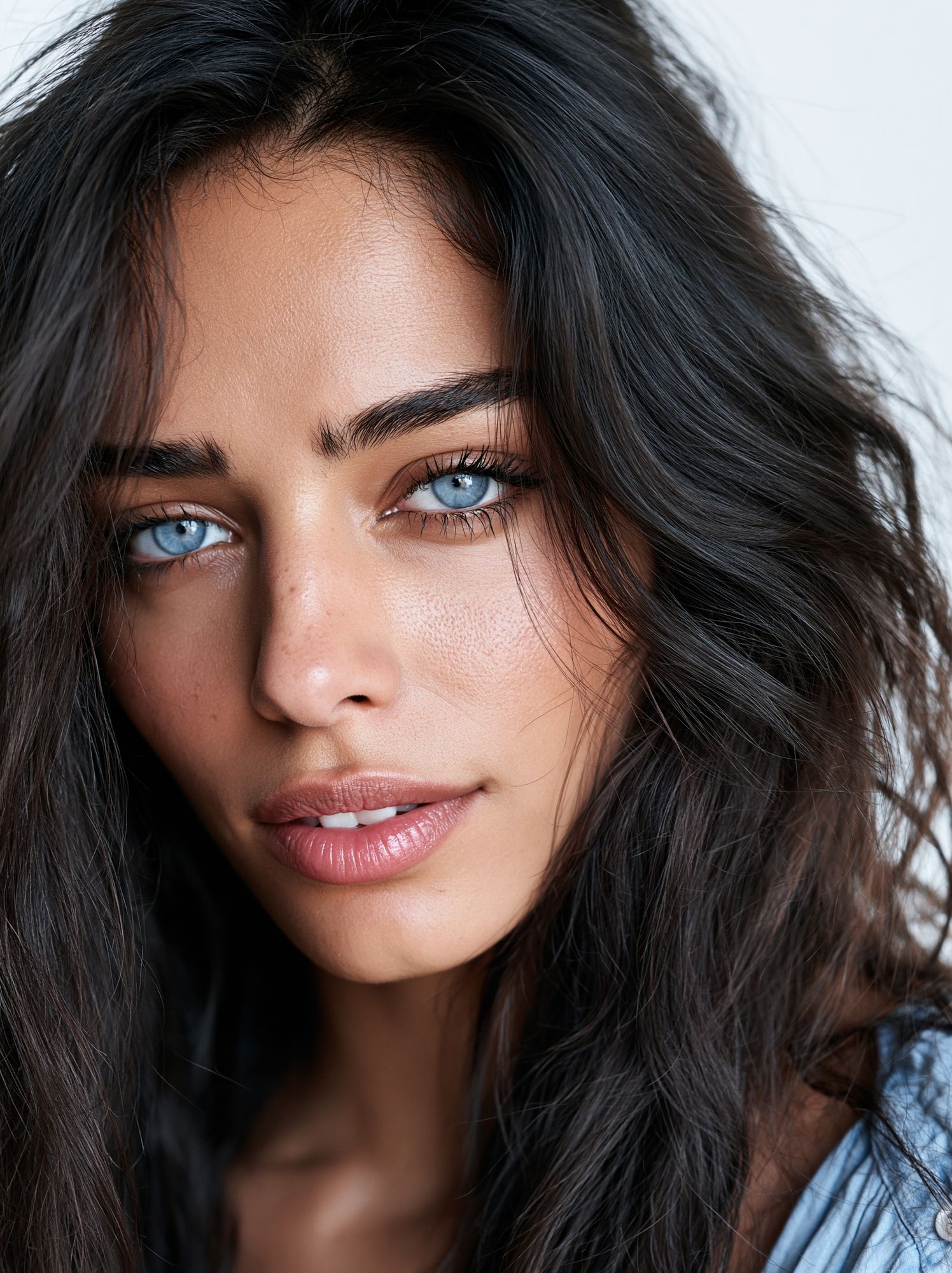 Blue-Eyed Woman Portrait Poster. poster detail
