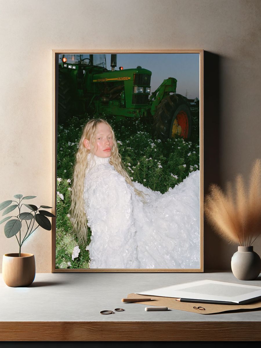 Fashion Portrait with Tractor Poster. — room view 2