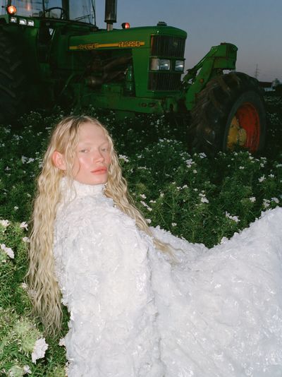 Fashion Portrait with Tractor Poster.