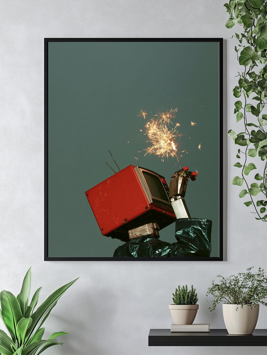 Robot Sparkler Photography Poster. — room view 4
