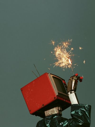Robot Sparkler Photography Poster.