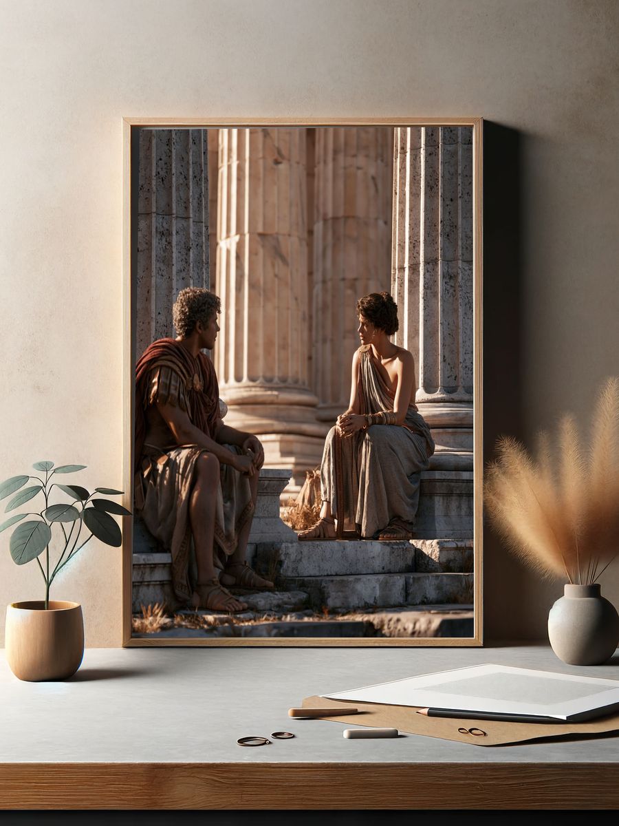 Ancient Greek Conversation Photography Poster. — room view 2