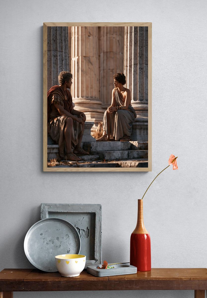 Ancient Greek Conversation Photography Poster. — room view 3