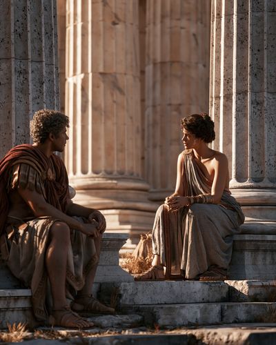 Ancient Greek Conversation Photography Poster. poster