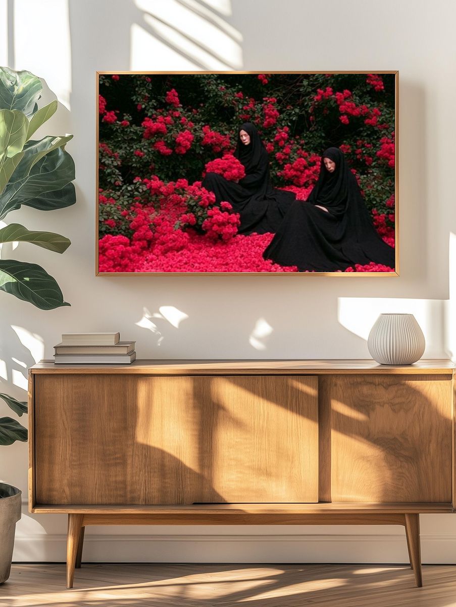 Black Veil in Rose Garden Poster. — room view 3