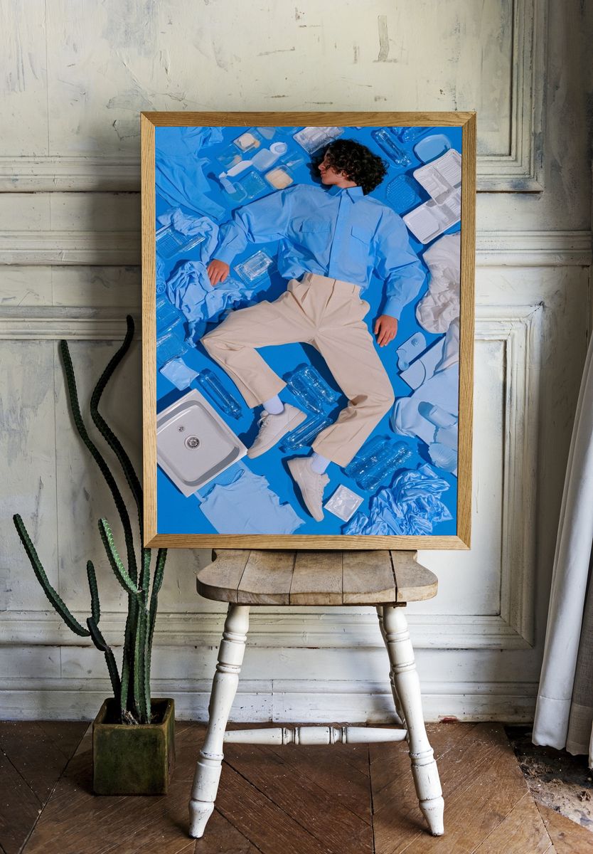 Blue Still Life Fashion Poster. — room view 1