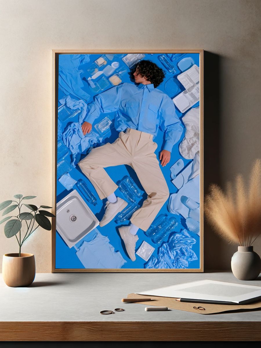 Blue Still Life Fashion Poster. — room view 2