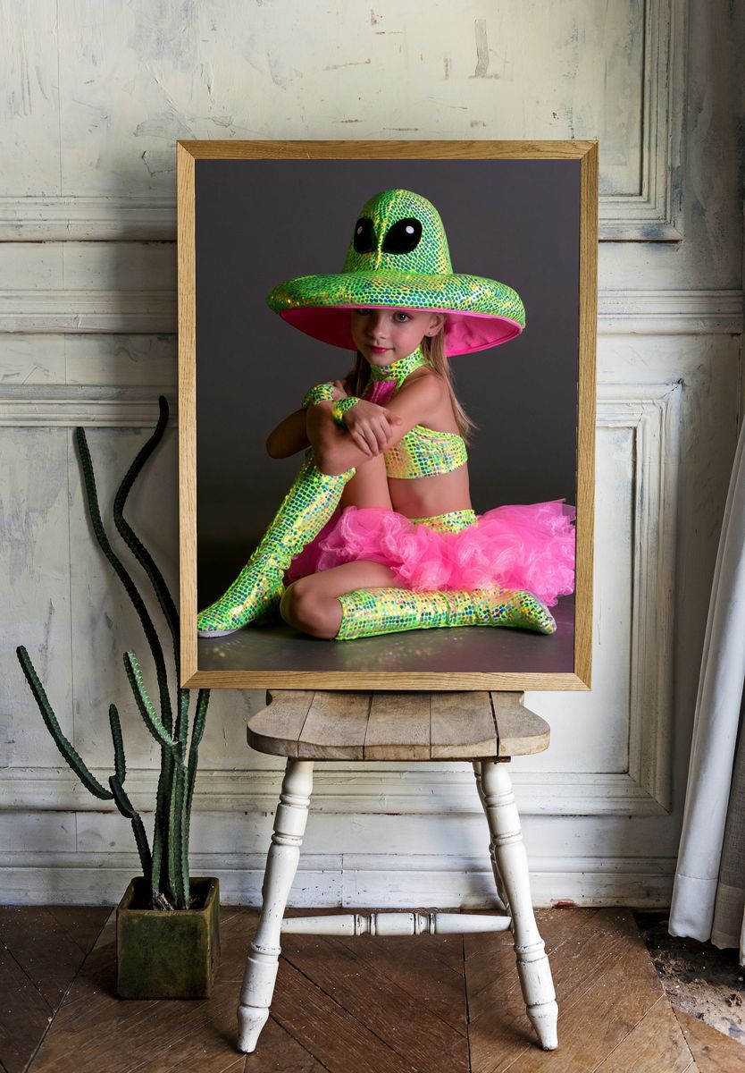 Neon Alien Costume Portrait Print. — room view 1