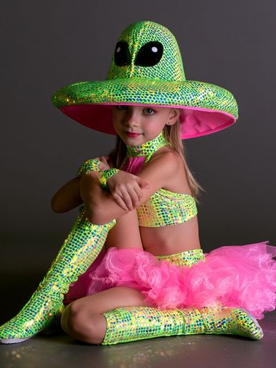 Neon Alien Costume Portrait Print.