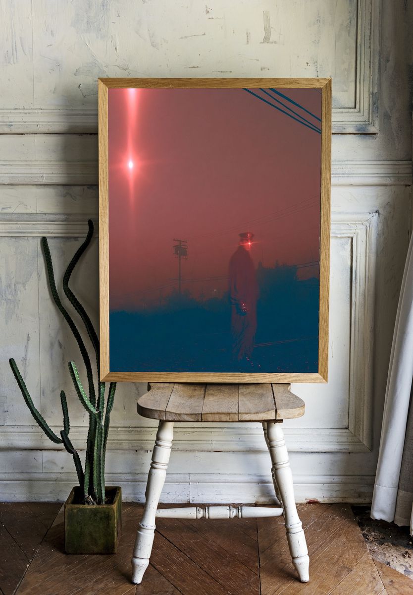 Neon Fog Figure Photography Poster. — room view 1
