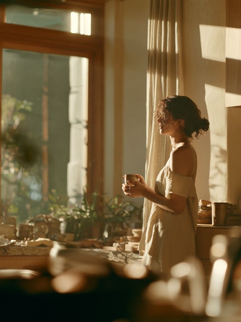 Sunlit Morning Kitchen Photography Poster. poster detail