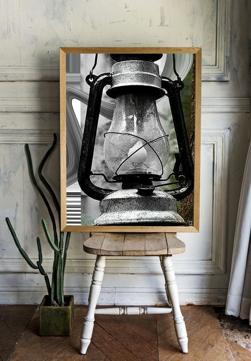 Rustic Lantern Photography Poster. — room view 1