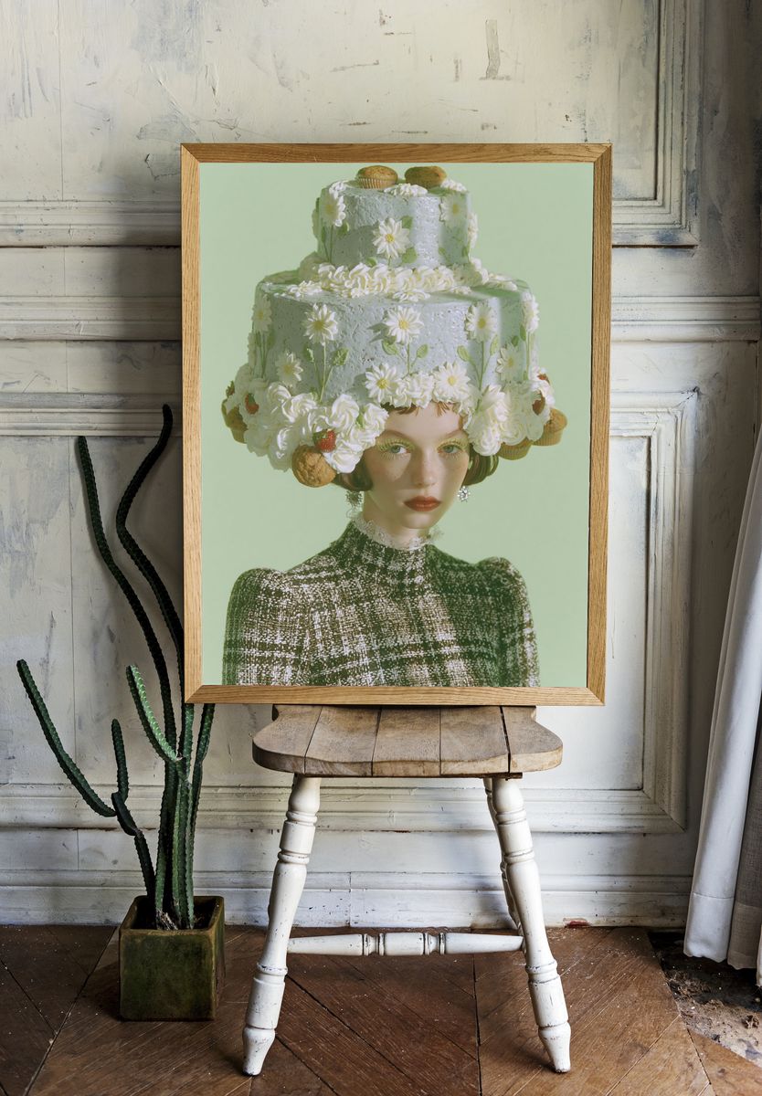Cake Hat Portrait Photography Poster. — room view 1