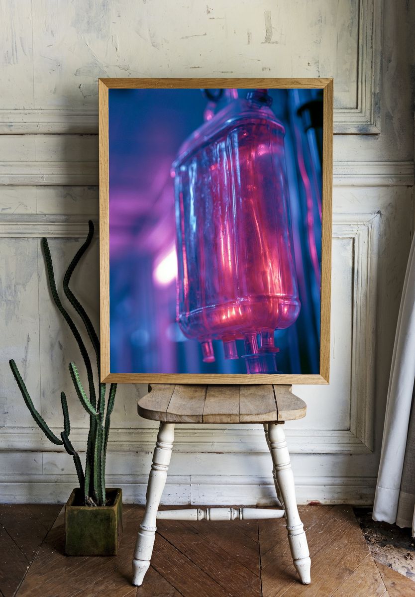 Neon IV Drip Photography Poster. — room view 1