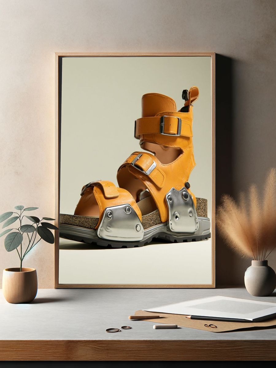 Orange Sandals Photography Poster. — room view 2