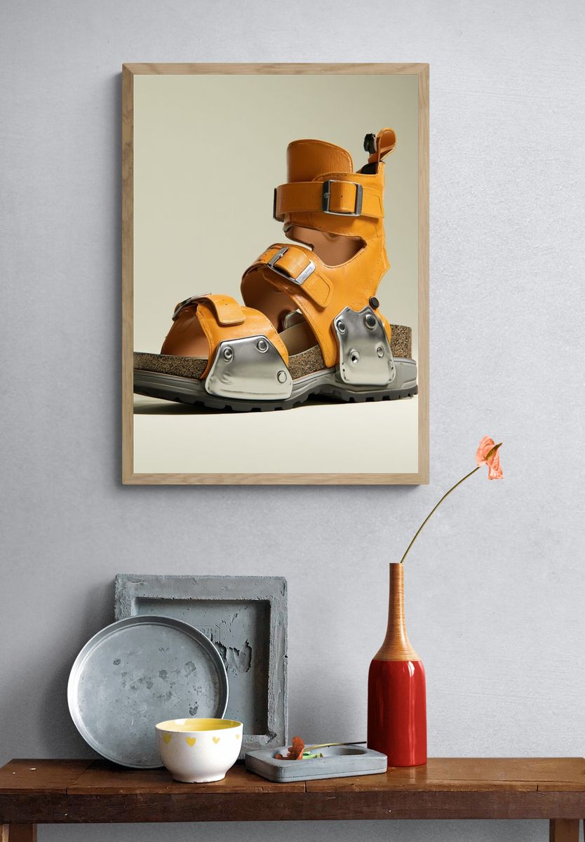Orange Sandals Photography Poster. — room view 3