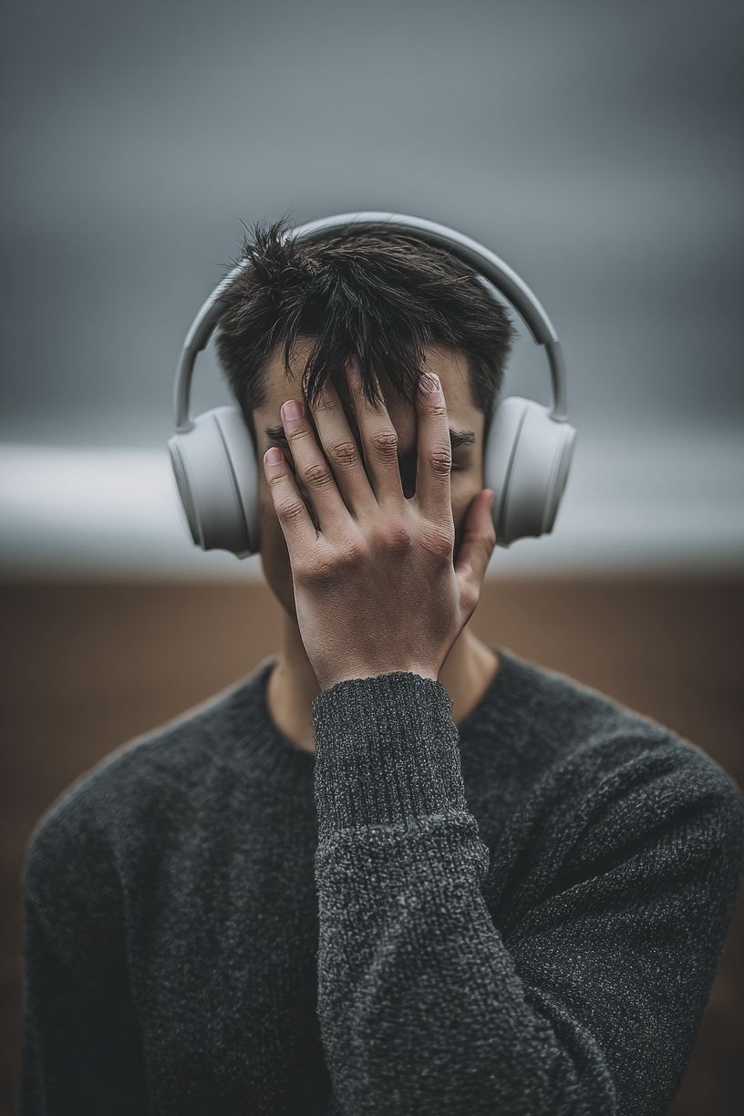 Headphone Portrait Photography Poster. poster detail