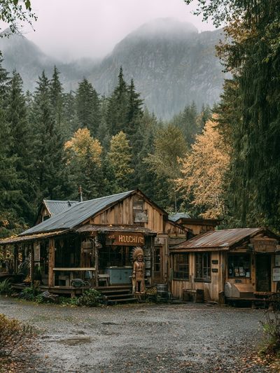 Misty Forest Cabin Photography Poster. poster