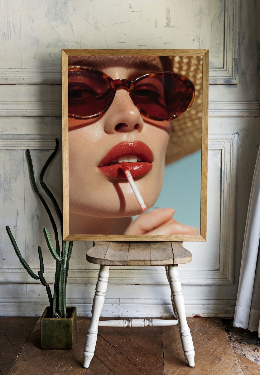 Red Lip Portrait Photography Poster. — room view 1