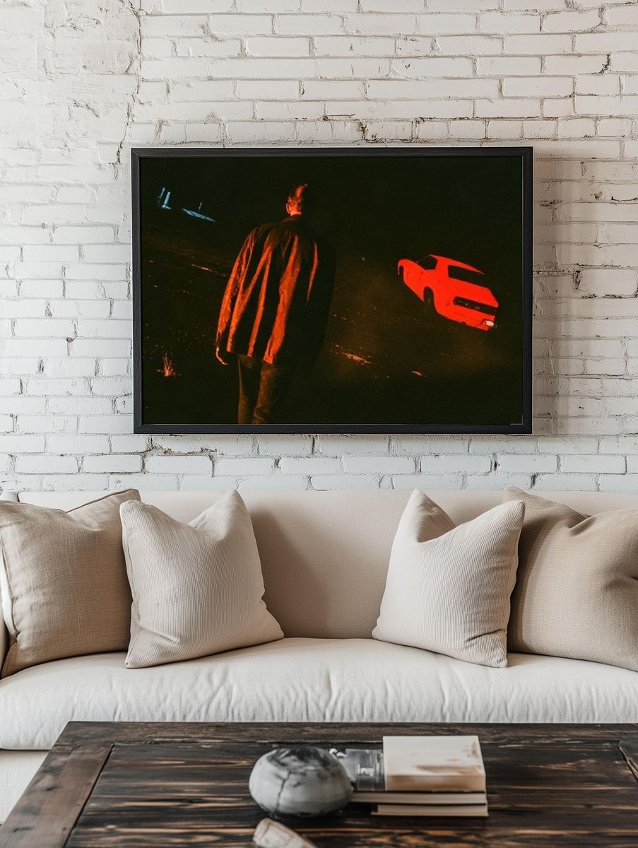 Neon Night Car Scene Poster. room preview