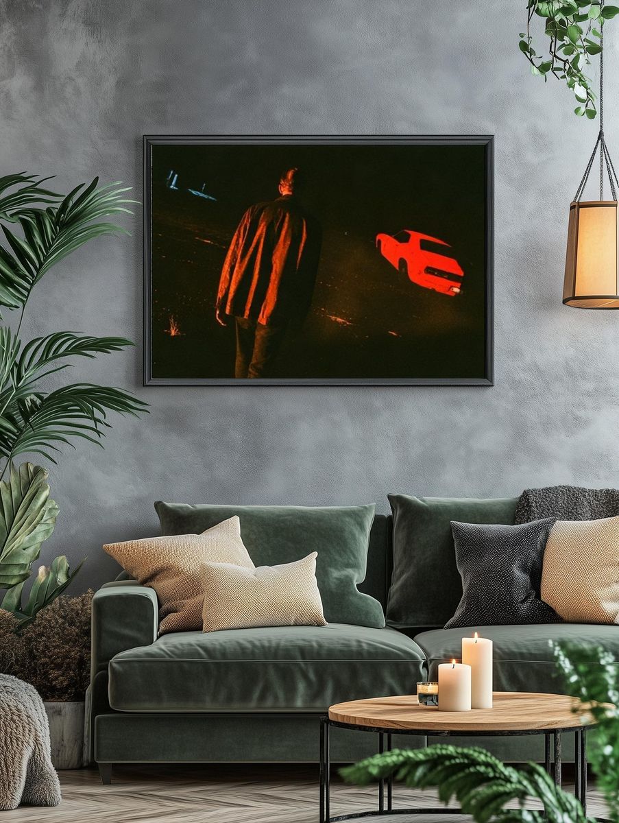 Neon Night Car Scene Poster. — room view 4