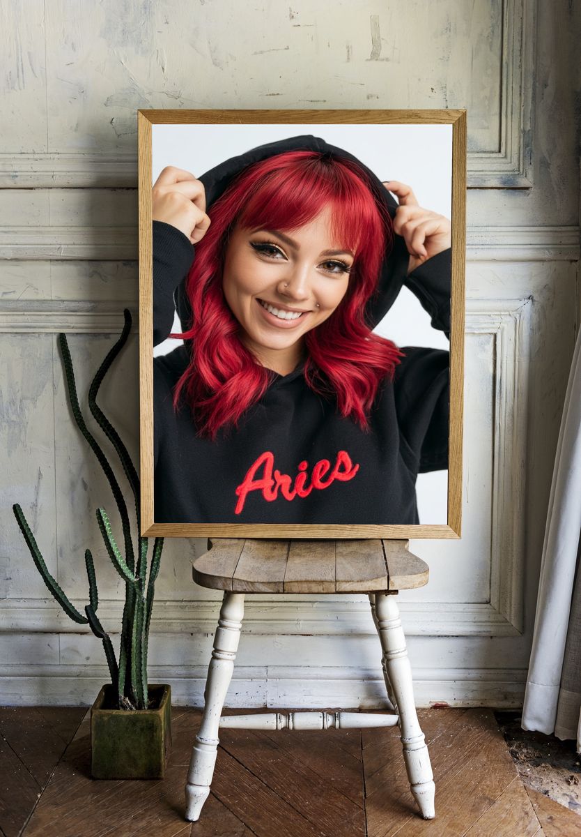 Red-Haired Aries Portrait Print. room preview