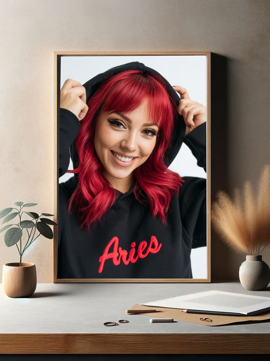 Red-Haired Aries Portrait Print. — room view 2