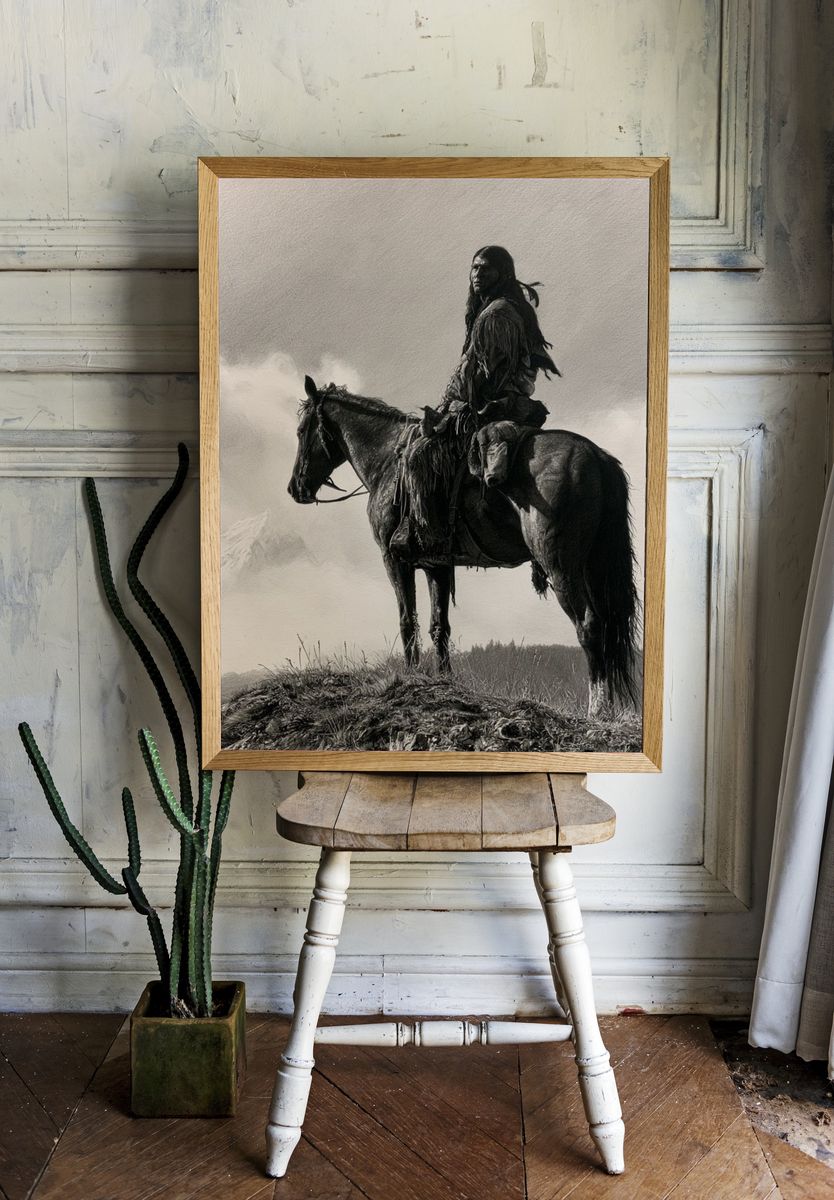 Native Rider Black-White Poster. — room view 1