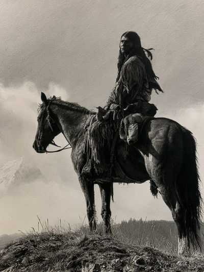Native Rider Black-White Poster.