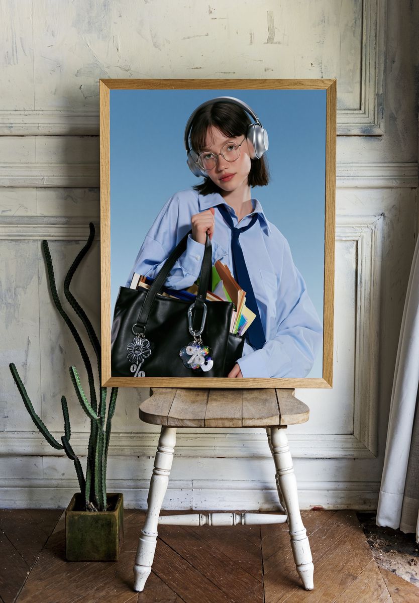 Headphones Portrait Photography Poster. room preview