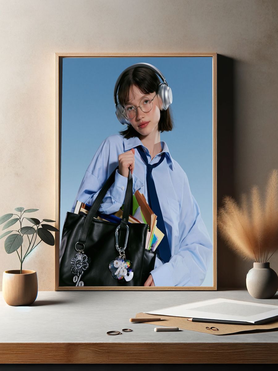 Headphones Portrait Photography Poster. — room view 2