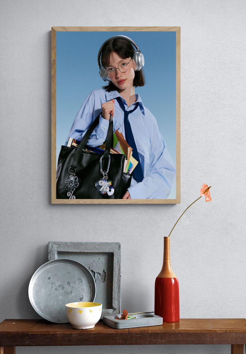 Headphones Portrait Photography Poster. — room view 3