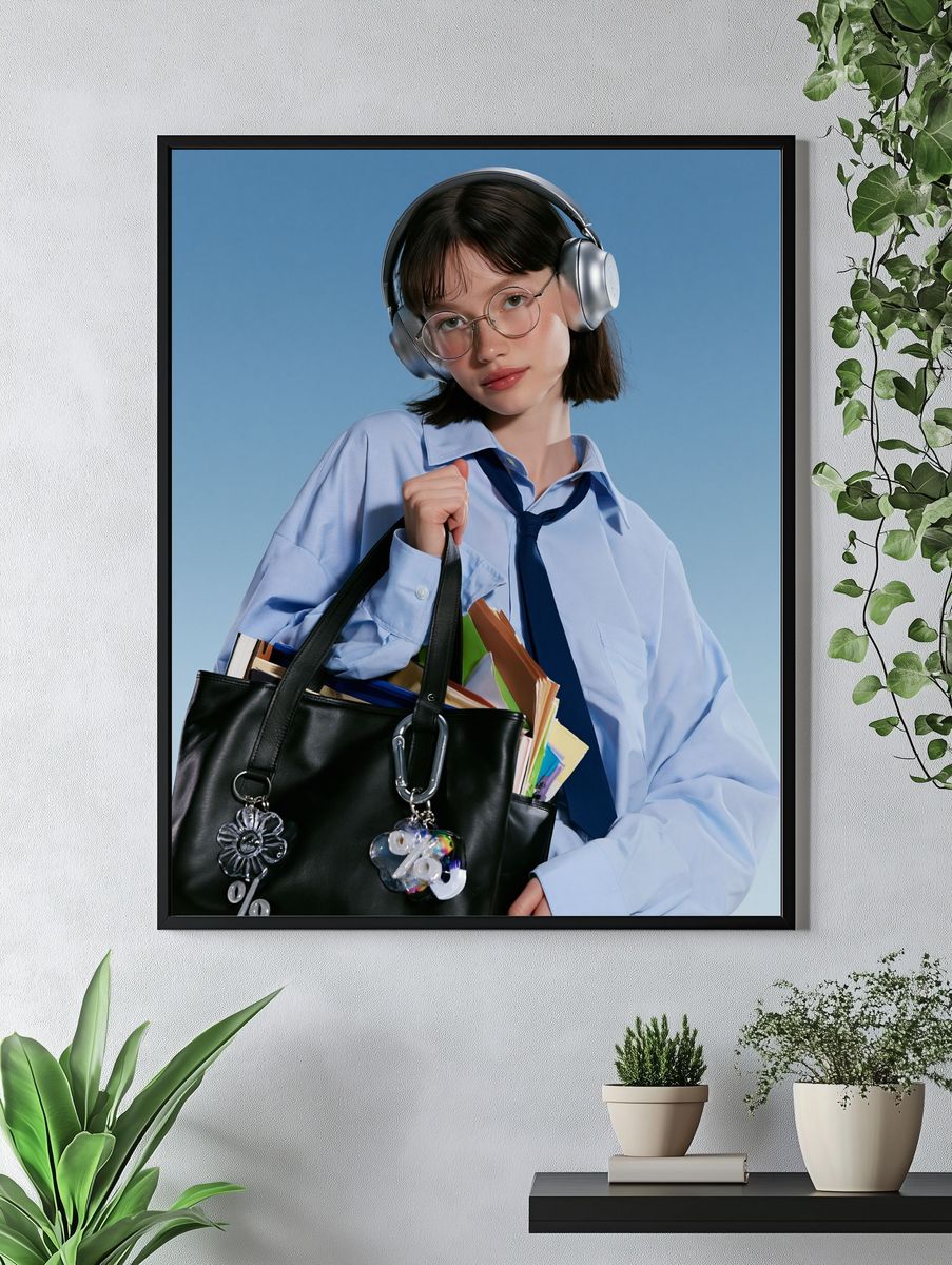 Headphones Portrait Photography Poster. — room view 4