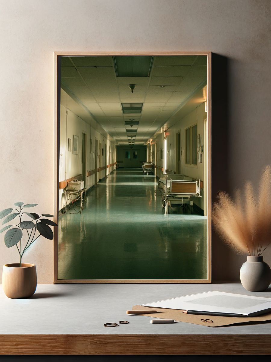 Empty Hospital Corridor Photography Poster. — room view 2