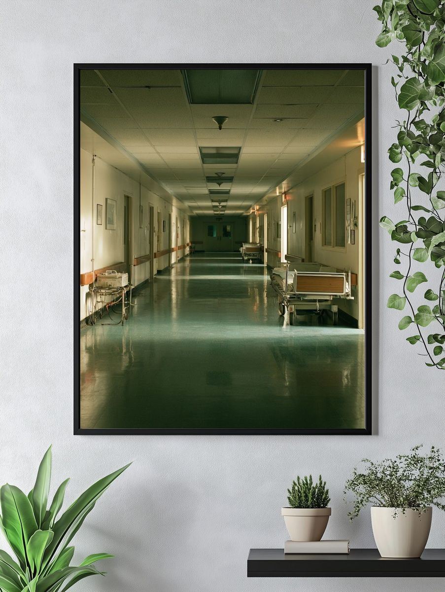 Empty Hospital Corridor Photography Poster. — room view 4